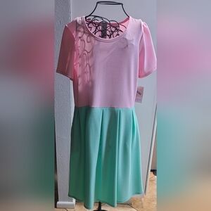 Girls' Pink and Mint Colorblock Dress